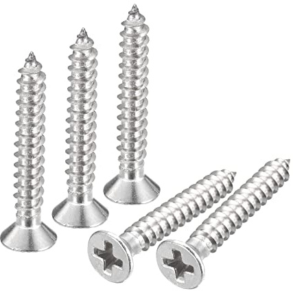 QUARKZMAN #4X3/4 Bois Vis, 200pcs Plat Tête Phillips Auto Taraudage Vis 304 Inox Acier Tête Fraisée Tête Métal Vis pour Travail Bois