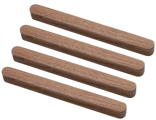 Frolahouse 4 st svart valnöt trä skåphandtag, massivt trä låddrag, längd 200 mm, bredd 18 mm, höjd 20 mm, brun, skandinavisk stil, skåphandtag