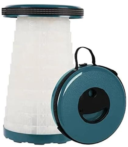 PIKETU Leichter Outdoor-Tisch, Klapptisch und Hocker-Set, mit 2 versenkbaren LED-Hockern, tragbarer Campingtisch-Stuhl-Set, für Picknick, Angeln, Wandern,Blau,B
