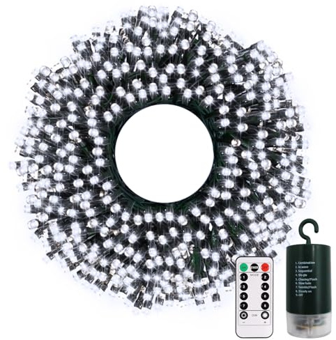 Batteriebetriebene Lichterkette, 20 m, 200 LEDs, batteriebetrieben, mit Timer, 8 Modi, wasserdichte batteriebetriebene Lichterkette für den Außenbereich, Haus, Garten, Party, Weihnachtsbäume,