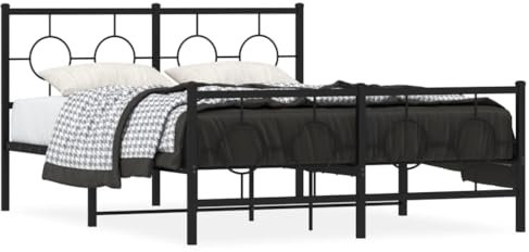 Rantry Robustes Stahl-Bettgestell mit Lattenrost, Schwarz, 196x146x91 cm - Für Schlafzimmer und Gästezimmer Model376244