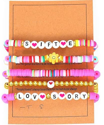 FUNTE® Friendship Bracelets,Bracelets Birthday Gifts For Girl Women Sister Music Fans, Merch For Birthday Party Decorations (07#pink smile)