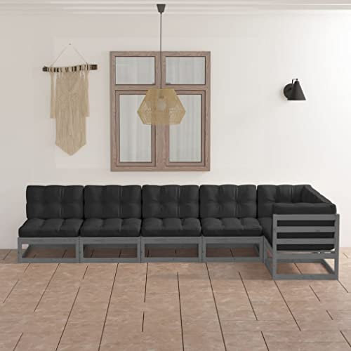 KTHLBRH Outdoor Lounge Garten möbel draußen Balkon Tisch und stühle 6-TLG. Garten-Lounge-Set mit Kissen Kiefer Massivholz