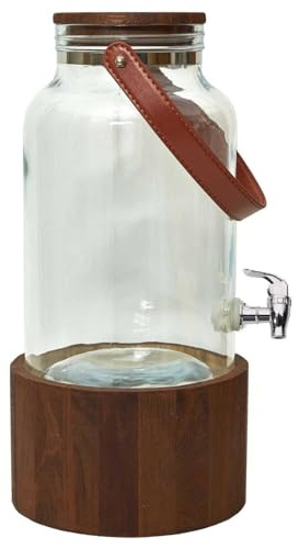 COOK CONCEPT - KA6256, Fuente de Bebidas de Vidrio con Soporte de Madera y Grifo de Servicio, Diseñada para Toda la Familia, Ideal para Bebidas Refrescantes - 6L
