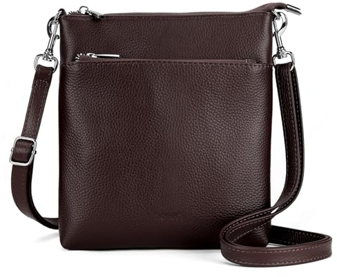 befen Echtleder Umhängetasche Damen Mittelgroß, Handtasche Damen Leder mit Handyfach, Klein Crossbody Bag Handytasche zum Umhängen mit Verstellbar Abnehmbar Schultergurt