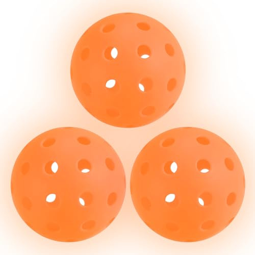 PATIKIL Pack de 3 Bolas de Pickleball Luminosas Bolas de Pickleball Naranja