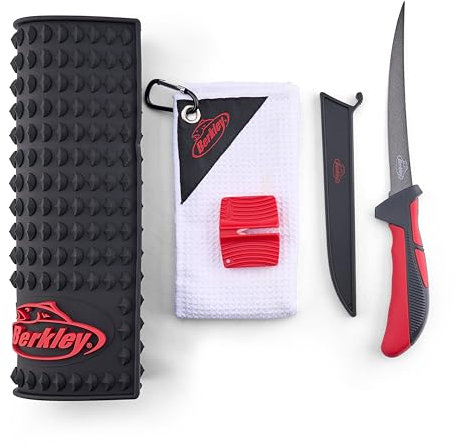 Berkley Fang- und Kochfilet-Set, inklusive Berkley Filetmesser, Filetmatte, Mikrofaser-Handtuch und Messerschärfer