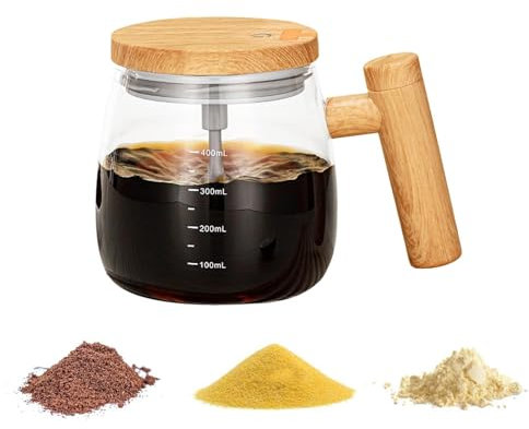 Rrlihjgu Tazza di miscelazione elettrica,Tazza di caffè con agitazione automatica | Bicchiere miscelatore di ad alta velocità da 400 ml con coperchio - Tazza di caffè agitatore durevole, tazza