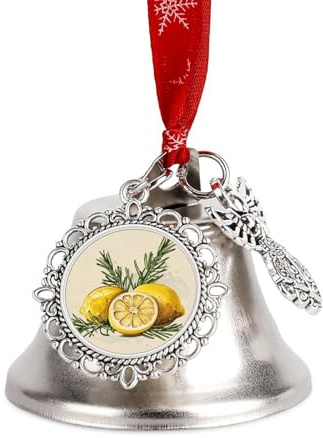 Christmas Bell Lemon and Rosemary Jingle Bell with Wing Pendant Christmas Ornament Metal Vintage Bells Christmas Tree Hanging for Holiday Party Decoration