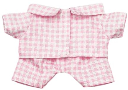 niannyyhouse 10 cm, 15 cm, 20 cm, Plüschpuppe, Kleidung, Hemd, Hose, mehrfarbig, kariert, Pyjama-Set, Puppe, Dressup (Rosa, 20 cm)