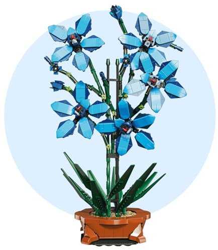 Orchid Flower Clamping Blocks, 1097 Pieces Plants Bonsai Building Blocks Set, Blumenstrauß Klemmbausteine, Blumenstrauß Bausatz, Home and Office Decoration, Gifts for Women, Adults, Men (Blue Orchid)