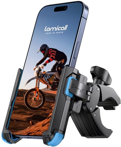 Lamicall Supporto Telefono Bicicletta - [1S Blocco] 360° Rotazione, Stabile & Sicuro, Fissaggio e Rimozione Rapido, Perfetto per Video, Porta Cellulare Moto per iPhone 17/16 Galaxy e 4,7-7 Smartphone
