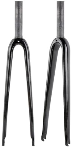 JNTFNE Starre Fahrradgabel, Vollcarbon-Fahrradgabel, C-Bremsen, 28,6 mm, 700C, Rennradgabel, QR 9 mm, 1-1/8 Zoll, gewindelose Vorderradgabel mit geradem Rohr (schwarz glänzend)
