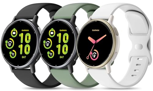 3 Stück Silikon Armband für Garmin Vivoactive 5 Watch Armband/Vivoactive 6/3/3 Music,20mm Silikon Ersatzarmbänder Uhrenarmband für Venu Sq 2/Venu/Venu Sq & Forerunner 55/165/245/645