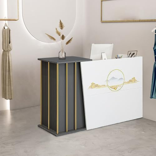 XNKLPY Empfangstheke Kosmetikstudio Klein, Rezeptionstheken mit Abschließbaren Schubladen, Empfangstresen mit Schreibtisch, Kassentisch für Lobby Bekleidungsgeschäften Salon C 120cm