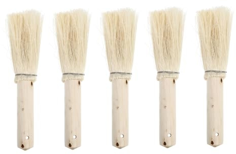 DEARMAMY Wood Handle Coconut Coir Pot Brush 5pcs Set Long Handle Non-stick Cleaning Kitchen Washing Brush for Home Dishes and Pans
