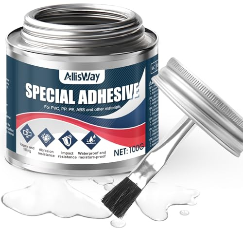 AllisWay PVC Kleber Wasserfest, Schlauchboot Kleber mit Pinsel, 100g | Pvc Kleber Sup board zum Reparieren und Verkleben von Aufblasbaren Matratzen Poolbooten Paddleboards usw