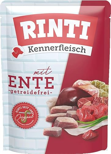 RINTI Nourriture Humide avec 70% de Viande pour Chiens Adultes - Nourriture complète sans céréales dans Une boîte sans soja, colorants et conservateurs - 10 x 400 g de Canard