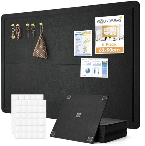 Soundsbay Anslagstavla, självhäftande, 90 × 60 cm medium pinvägg, filtbräda, memotavlor, bulletin, bräda, väggdekoration för kontor, kök, foton, memos