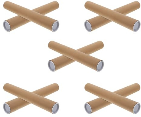 Gatuida Lot de 10 Tubes en Carton Kraft pour Affiches Ø50 MM Longueur 40 CM Épaisseur 3 MM avec Bouchons en Plastique – Tubes D’Expédition Rangement pour Posters Dessins Canne à