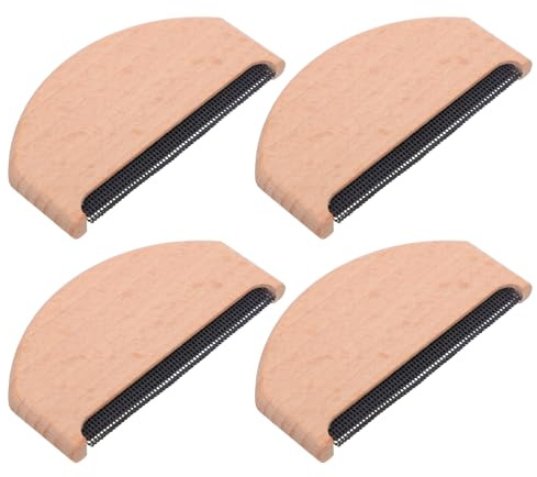 DECORNIJIA 4 Pezzi Pettine Levapelucchi Manuale in Legno per Maglioni e Cashmere, Set da 4 Strumenti per Rimozione Pelucchi e Peli da Tessuti Delicati, Rimuovi-Pellicine Portatile per