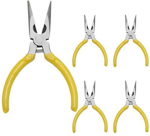 5 Pcs 5 Needle Nose Pliers, Long Nose Pliers Set with Side Cutter,Mini Fine Needle Nose Pliers with Comfort Grip, Precision Small Needle Nose Plier for Electronics, Craft, Jewelry Making