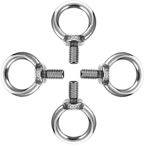 HAMPPLIES Viti ad Anello in Acciaio Inox 304 Set da 4 Pezzi, Bulloni Occhiello Resistenti per Sollevamento e Fissaggio, Accessori per Utensili e Attrezzature di Lavoro