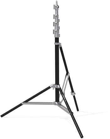 RAUBAY 【Platsbesparande】 3 m ljusstativ – hörndesign med luftdämpning, justerbart ljusstativ med vattenpass och hörnben, studiostativ för softbox, video och fotografi, silver (LT30-CS)
