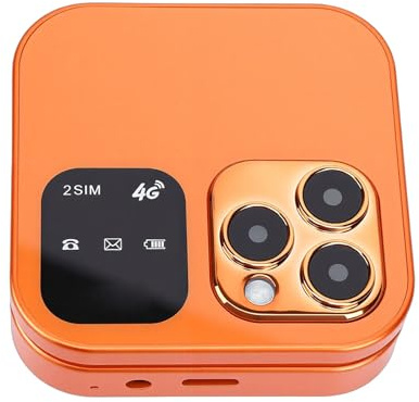 YUEHISY Telefono a Conchiglia Sbloccato Dual SIM 4G LTE con Altoparlante Ad Alto Volume per Anziani MP3 FM Composizione con un, Ideale per i Viaggi, Materiale Metallico ABS (ORANGE)