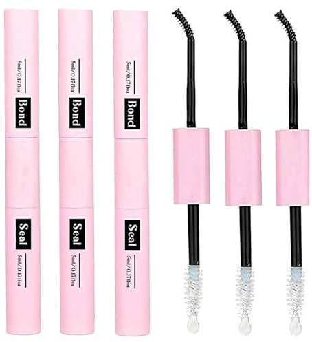 3Pcs Lash Bond & Seal, Latex-Based 2-in-1 Eyelash Extension Glue | Suitable for Individual & Cluster Lashes, Strong Hold Long Lasting Mascara Effect DIY Lash Adhesive