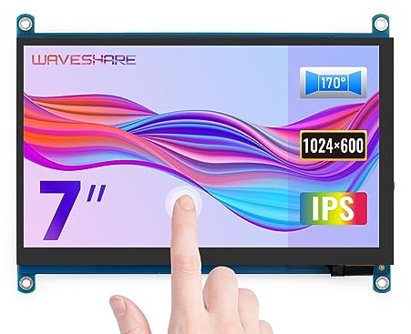 Waveshare 7inch Display for Raspberry Pi 4 Capacitive Touchscreen HDMI LCD 1024x600 Pixel IPS Monitor support All RPi/Jetson Nano/PC, Support Software Configurable Resolution (up to 1920x1080)