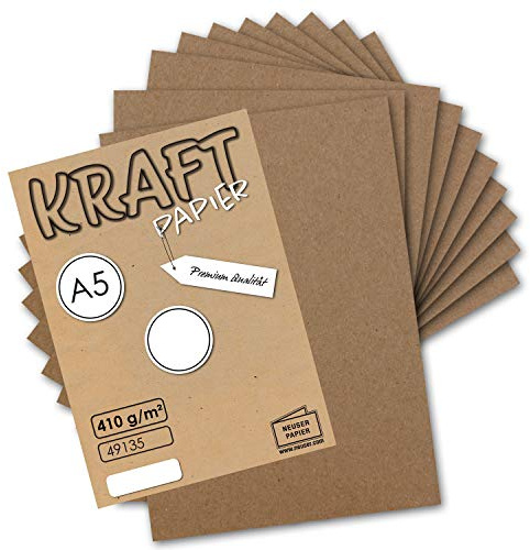 100x Vintage Kraftpapier DIN A5 410 g/m² natur-braunes Recycling-Papier Bastel-Karton Künstler-Karton Künstler-Pappe - UmWelt by GUSTAV NEUSER