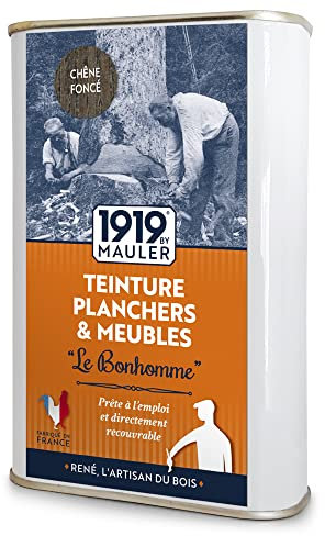 Teinture bois - Chene foncé 0,5L - Norme Jouet NF EN 71-3 : teinte + protège idéalement meuble et bois intérieur - Le Bonhomme 1919 BY MAULER