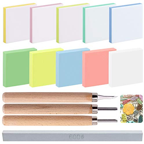 Keadic Kit di 14 blocchi in gomma per intagliare timbri con blocchi in gomma, strumenti per intaglio e mola, per creare stampe artistiche, biglietti, stampa o altri lavori di carta