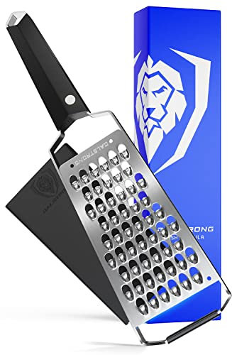 DALSTRONG Professional Wide Cheese Grater - Extra Course - #304 Stainless Steel Blade - G10 Handle Kitchen Shredder - w/Blade Guard - Fruits & Vegetables, Hard Cheese, Chocolate - NSF Certified