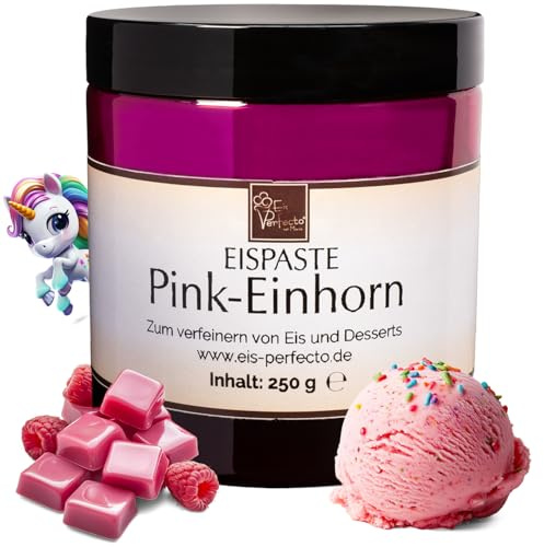 Pink-Einhorn-Eispaste zum Verfeinern von leckerem Eis, Desserts, Getränke, Pralinen, Torten und vielem mehr. Inhalt 250 g