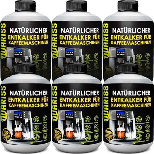 QUARISS 100% Natürlich Entkalker Kaffeevollautomat - Kaffeemaschinen Entkalker, Kaffeemaschine & Kaffeevollautomaten, Kompatibel Mit Allen Herstellern, Reiniger Kaffeevollautomat, Kalklöser, 6x500ml