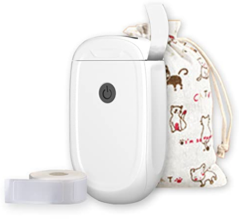WANGCL Mini dispositivo de etiquetado portátil Bluetooth compatible con iOS y Android (1 rollo de etiquetas blanco + bolsa de almacenamiento)