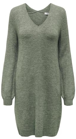 JdY Damen Jdy elanora L/S V-hals kjole Knt Noos Kleid, Kalamata /Detail:melange, L EU