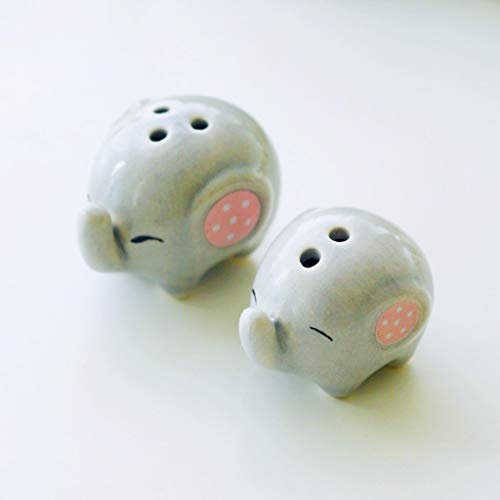 Lot de 2 salières et poivrières en céramique en forme d'éléphant