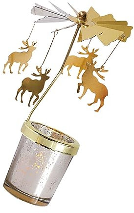 Happyyami Tischständer Windlichter Weihnachten Kerzenhalter Weihnachten Rotierenden Leuchter Rotierenden Kerzenhalter Tee Licht Halter Kerzenhalter Weihnachten Dekoration Weihnachtspyramide