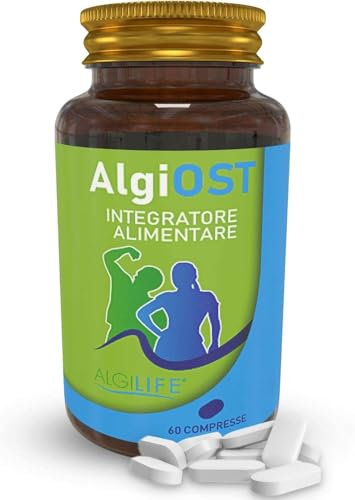 Calcio Magnesio Zinco e Vitamina D3 K2, Vitamina C, Manganese (60 Compresse Vegane) AlgiOST ALGILIFE - ZMA Integratore Magnesio, Calcio Integratore, Zinco Integratore per Ossa, Denti, Articolazioni