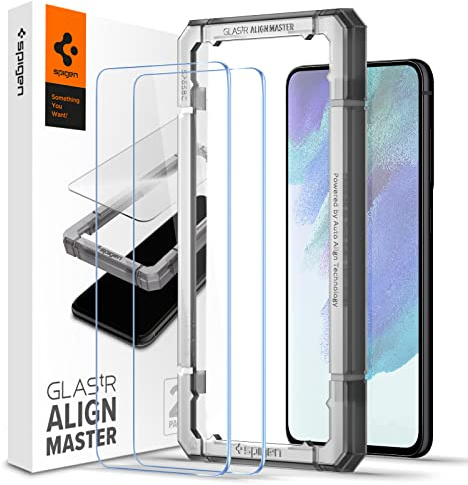 Spigen Alignmaster Schutzfolie [2 Stück] für Samsung Galaxy S21 FE 5G | Volle Abdeckung, Kratzfest, Hochauflösend, Kristallklar, Hüllenfreundlich, 9H Härte Folie