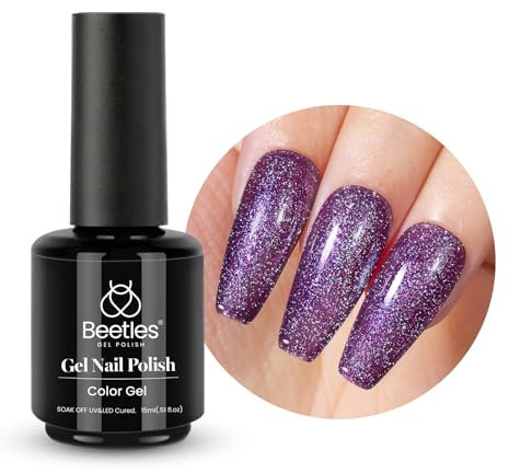 Beetles Gel Polish - 15mL Regal Purple Sparkle Pearl Glitter Shine Dark Purple Gel Nail Polish - DIY Nail Art, Salon Manicure - 1 Pcs