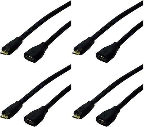 Logilink CU0123 USB 2.0 Micro-B Verlängerungskabel Schwarz, 2m (Packung mit 4)