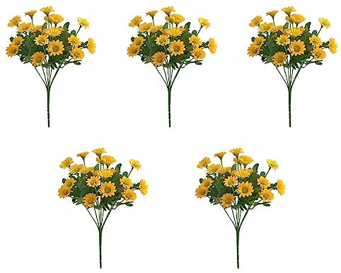 IEEDFJKK 5 Stücke Künstliche Gefälschte Pflanzen Simulation Chrysantheme Party Dekoration Garten Mittelstücke Fotografie Requisiten, Gelb