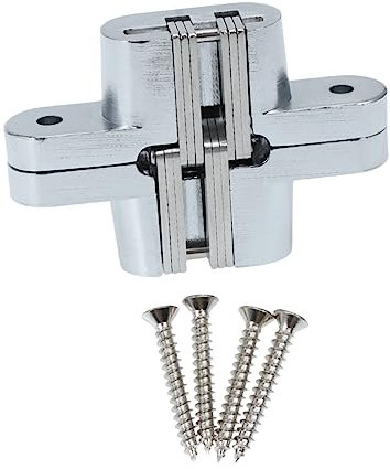jojofuny High-Grade Hidden Hinge 45x13mm Stainless Steel Cross Hinge for Wooden Door Hotel DIY Projects