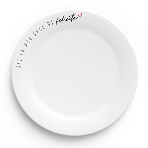 Generico Sei la mia dose di felicità Piatto Bianco in Vetro Temperato Personalizzato Idea Regalo Simpatica SanValentino Natale Compleanno Coppia Fidanzati Festa della Mamma Nonni Papà Cuoca Chef