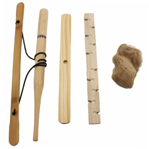 Yardwe Portable Drill Wood Fire Ignition Kit for Camping and Outdoor Survival with Easy Operation Natural Wooden Friction Tool in Khaki Colour for Outdoor Expeditions