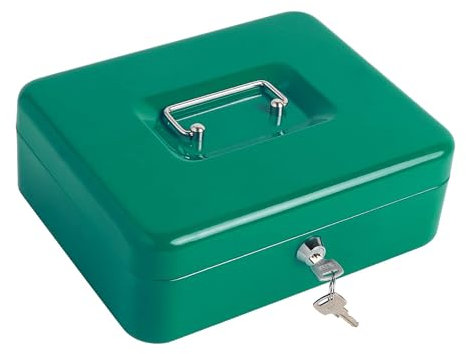 Kippen 10032V2 - Cash Box with Coin Tray - Green - Dimensions: 200 x 160 x 90 mm